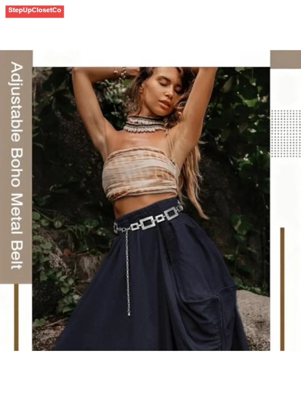 Silver Boho Chain Belt for Women Adjustable Waist Body Layering Jewelry